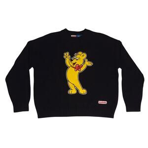 NEW Haribo Gummy Bear Black Crew Neck Goldbear Sweater Womens Size Medium